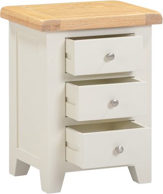 WINDSOR 3 DRAWER BEDSIDE - IVORY/OAK (PRE-ORDER FOR AUGUST)