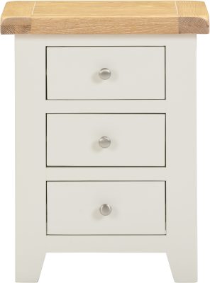 WINDSOR 3 DRAWER BEDSIDE - IVORY/OAK (PRE-ORDER FOR AUGUST)