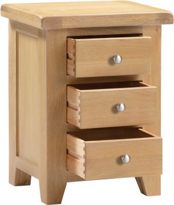 WINDSOR 3 DRAWER BEDSIDE - NATURAL OAK
