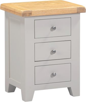 WINDSOR 3 DRAWER BEDSIDE - PEBBLE GREY/OAK (PRE-ORDER FOR AUGUST)