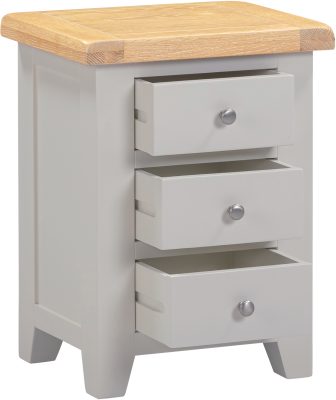WINDSOR 3 DRAWER BEDSIDE - PEBBLE GREY/OAK (PRE-ORDER FOR AUGUST)