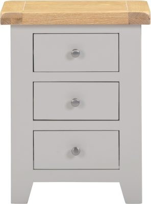 WINDSOR 3 DRAWER BEDSIDE - PEBBLE GREY/OAK (PRE-ORDER FOR AUGUST)