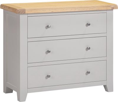WINDSOR 3 DRAWER CHEST - PEBBLE GREY/OAK (PRE-ORDER FOR AUGUST)