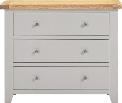 WINDSOR 3 DRAWER CHEST - PEBBLE GREY/OAK (PRE-ORDER FOR AUGUST)