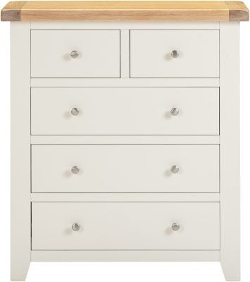 WINDSOR 3+2 DRAWER CHEST - IVORY/OAK (PRE-ORDER FOR AUGUST)