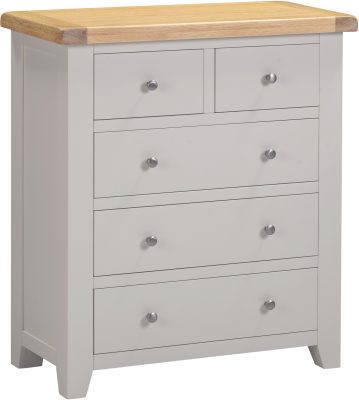 WINDSOR 3+2 DRAWER CHEST - PEBBLE GREY/OAK (PRE-ORDER FOR AUGUST)