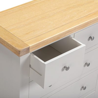 WINDSOR 3+2 DRAWER CHEST - PEBBLE GREY/OAK (PRE-ORDER FOR AUGUST)