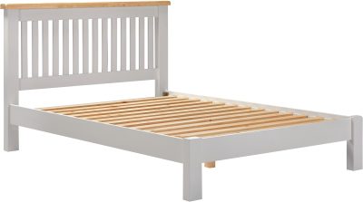 WINDSOR 4'6" LOW END BED - PEBBLE GREY/OAK (PRE-ORDER FOR AUGUST)