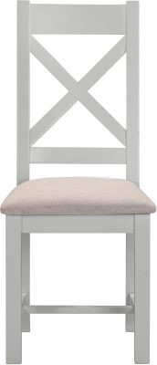 WINDSOR CROSS BACK DINING CHAIR (X2 PER BOX) - PEBBLE GREY/OAT FABRIC