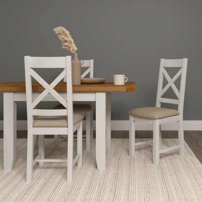 WINDSOR EXTENDING DINING TABLE - IVORY/OAK