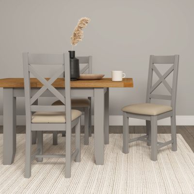 WINDSOR EXTENDING DINING TABLE - PEBBLE GREY/OAK