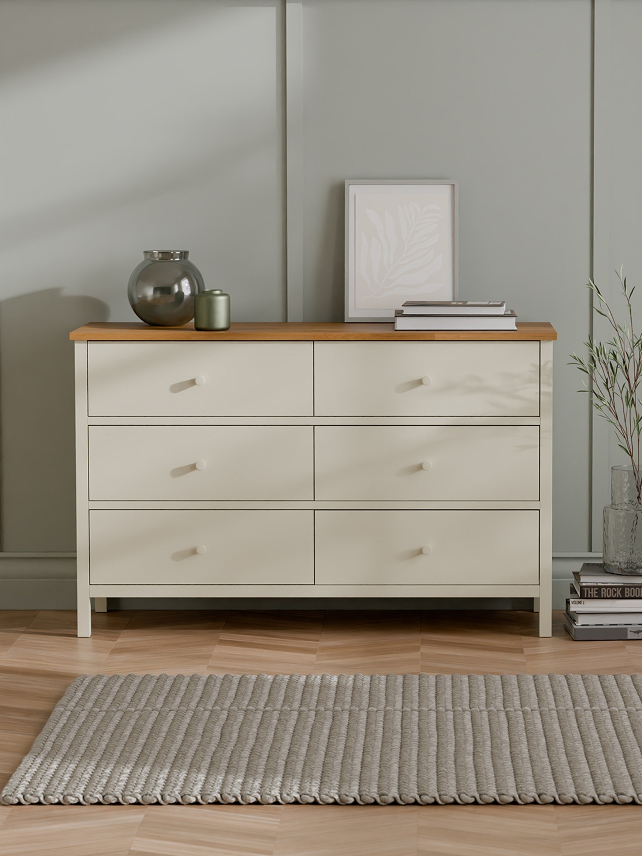 Coxmoor 6 Drawer Chest - Ivory and Oak