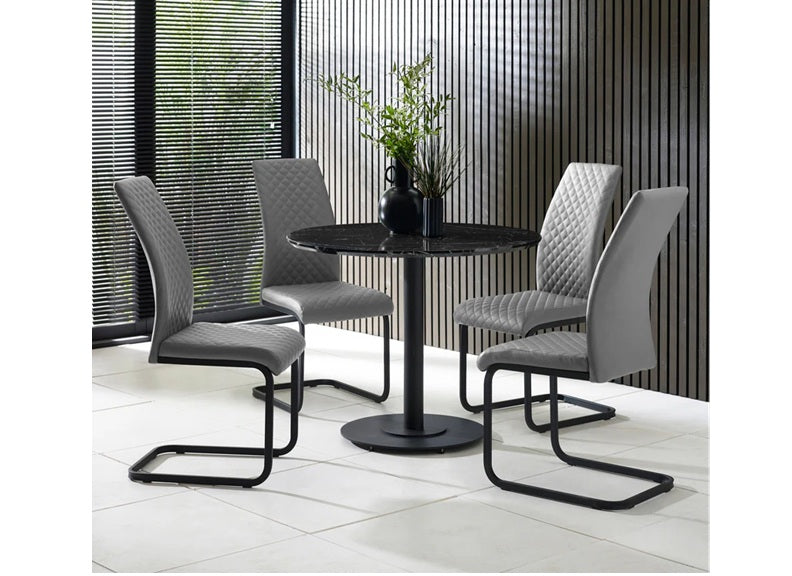 Luca 80cm Round Dining Table W/Xavier Chairs (Pre-Order Black)