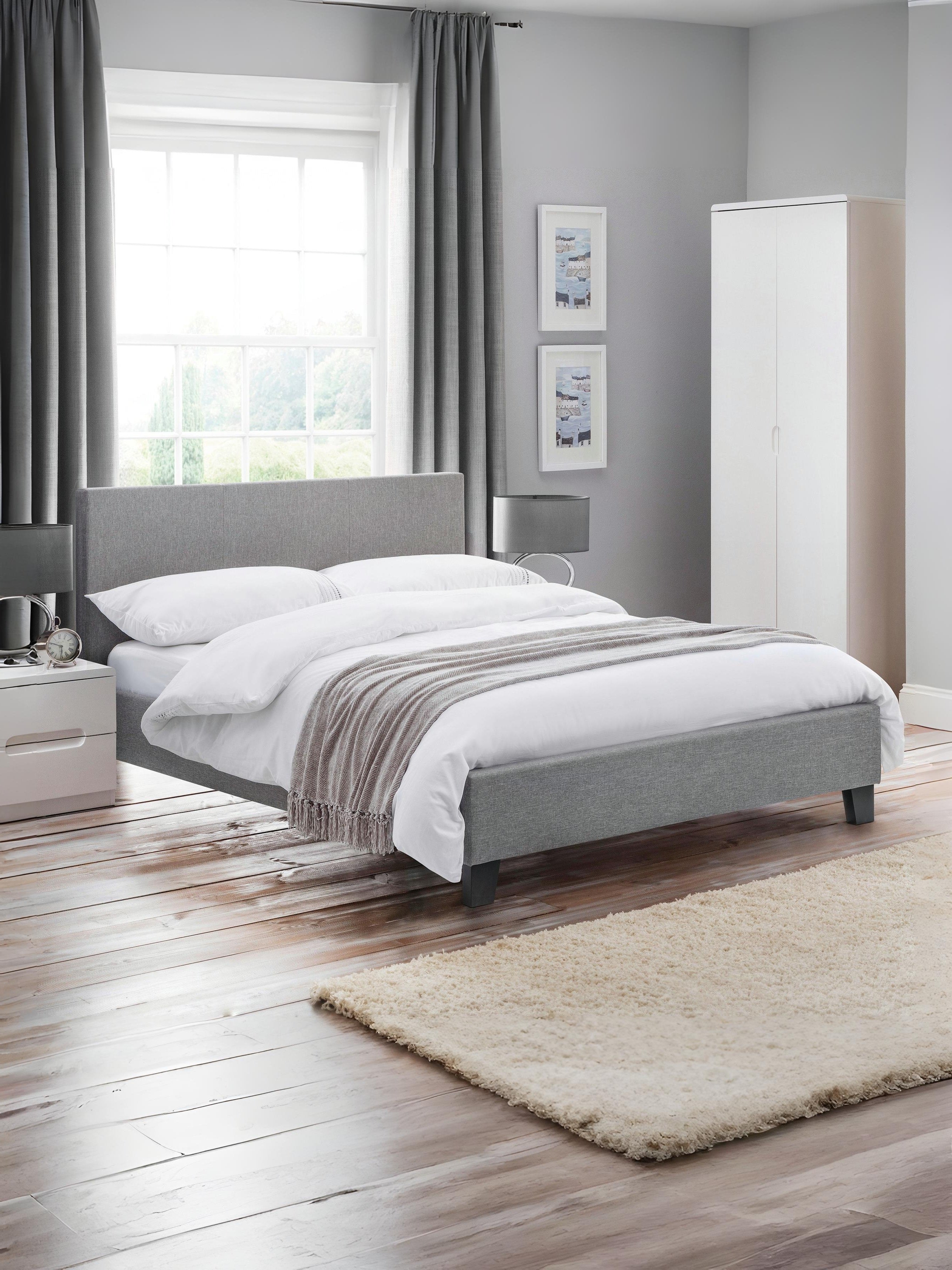 Rialto 120cm Small Double Bed  Light Grey