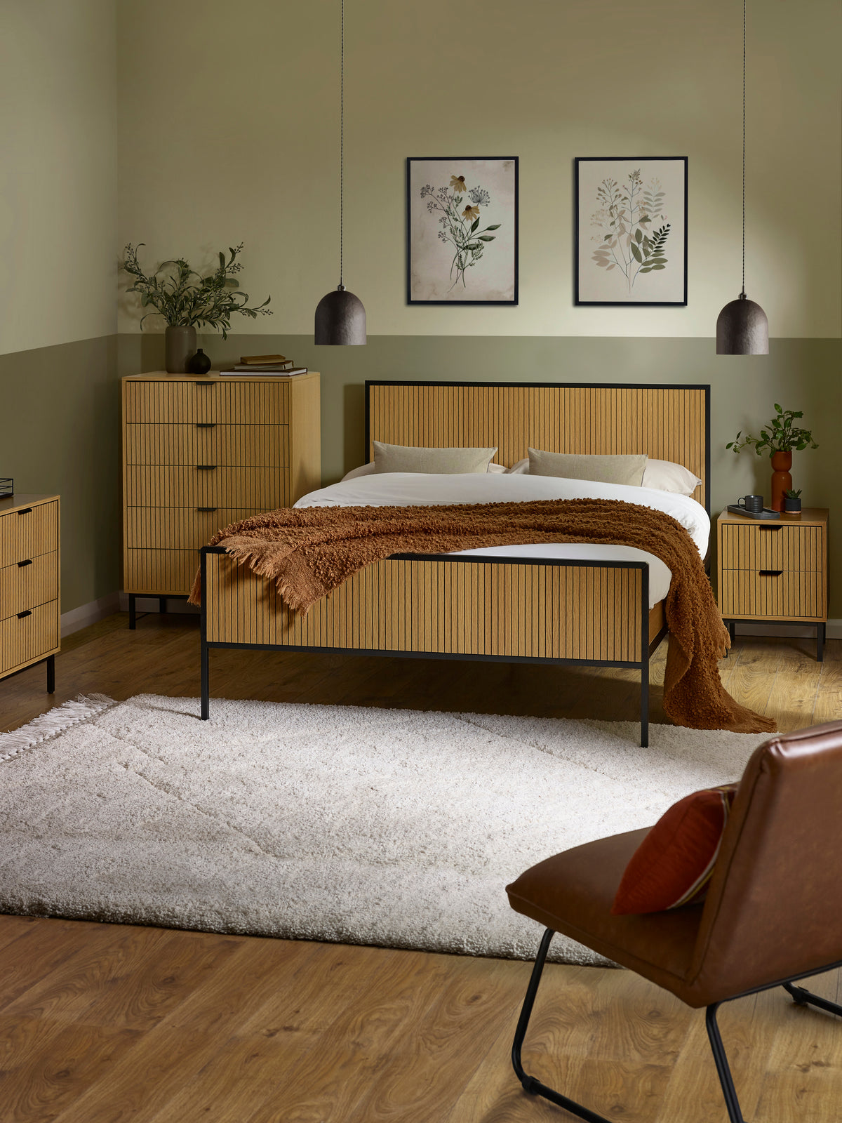 Sia Oak Effect 150cm King Size Bed Frame