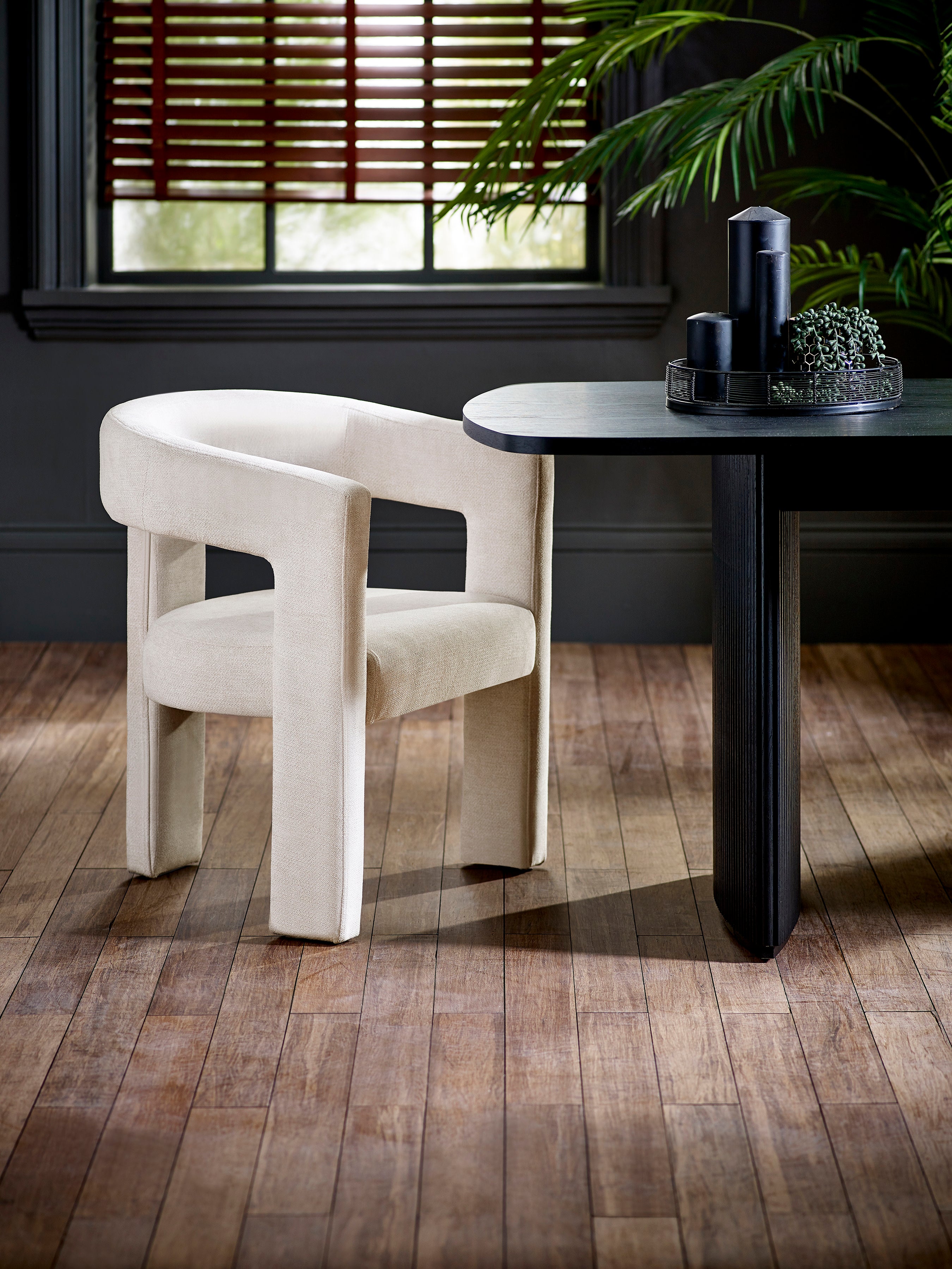 Elara Cream Chenille Upholstered  Chair