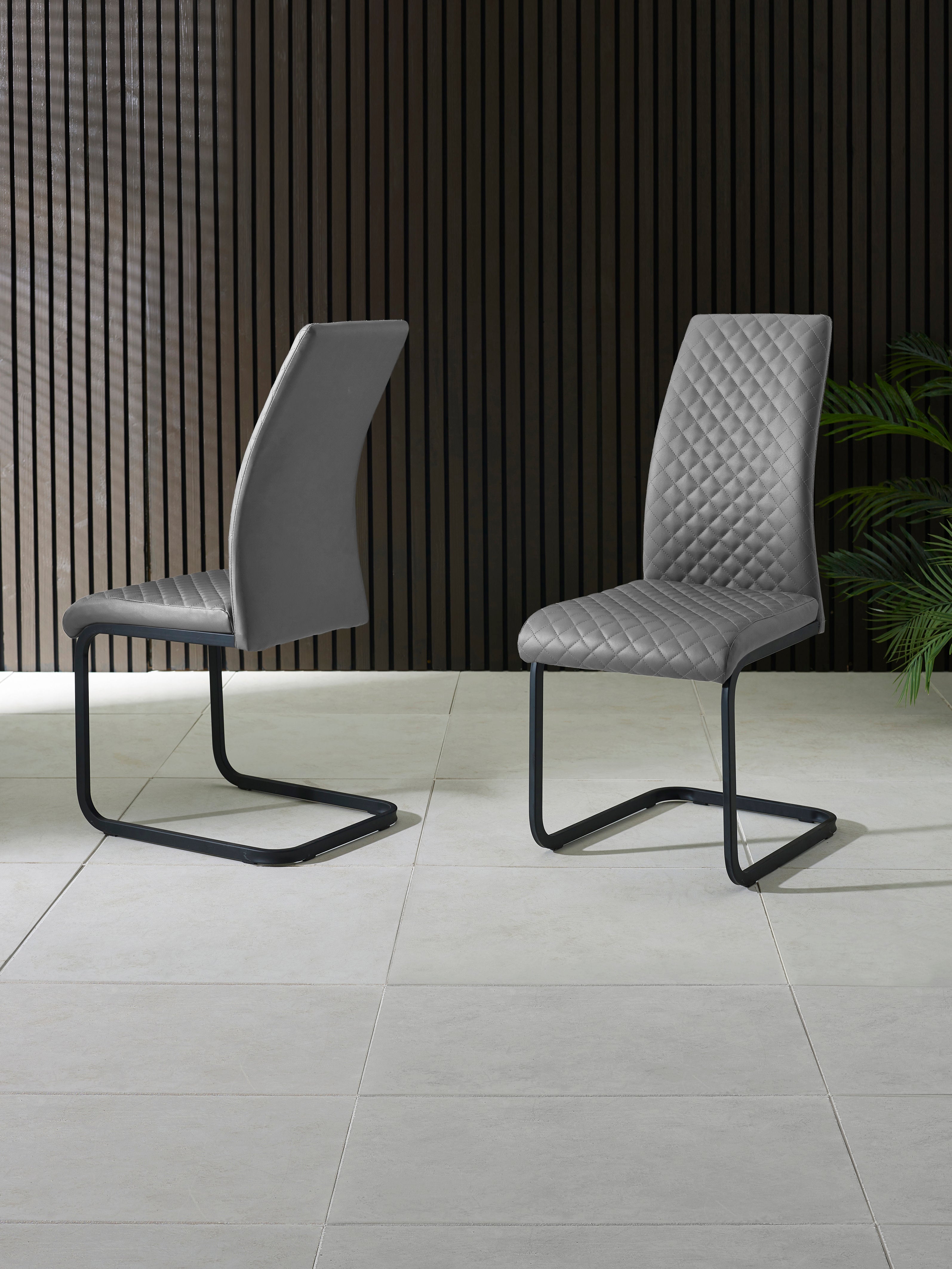 Set of 4 Xavier Grey Upholstered Cantilever Dining Chairs