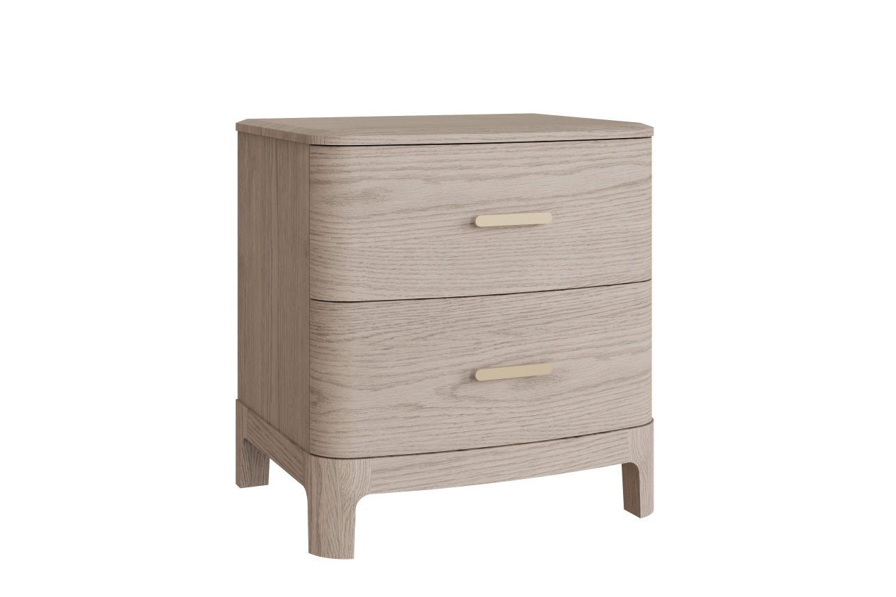 Zahra Bedside Table 2 Drawer - Parisian Cream
