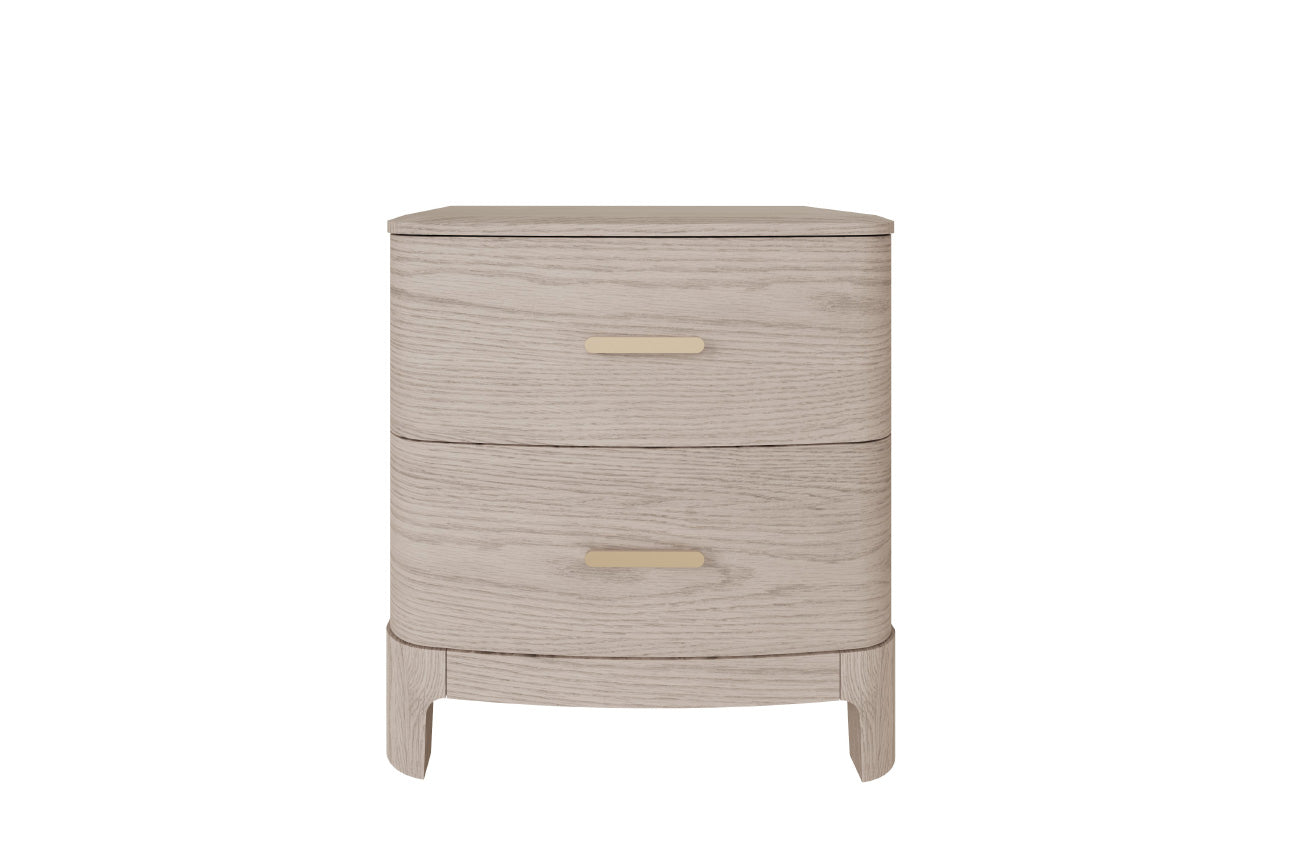 Zahra Bedside Table 2 Drawer - Parisian Cream