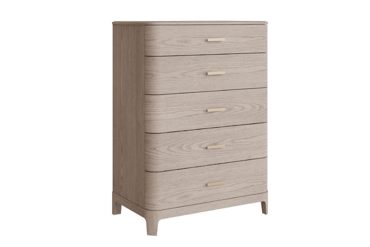 Zahra Tall Chest 5 Drawer - Parisian Cream
