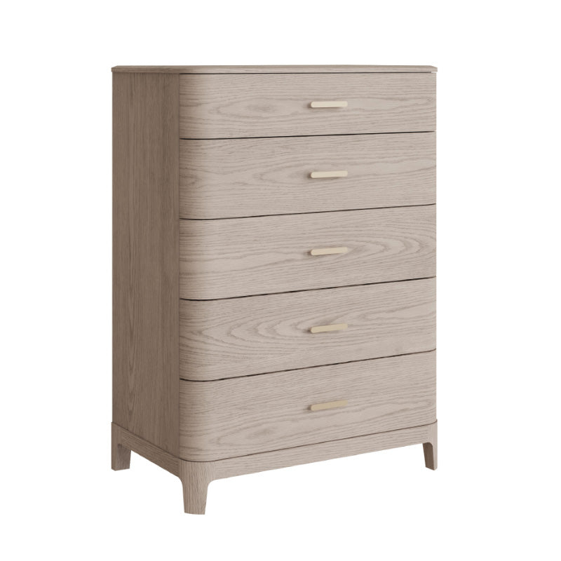 Zahra Tall Chest 5 Drawer - Parisian Cream