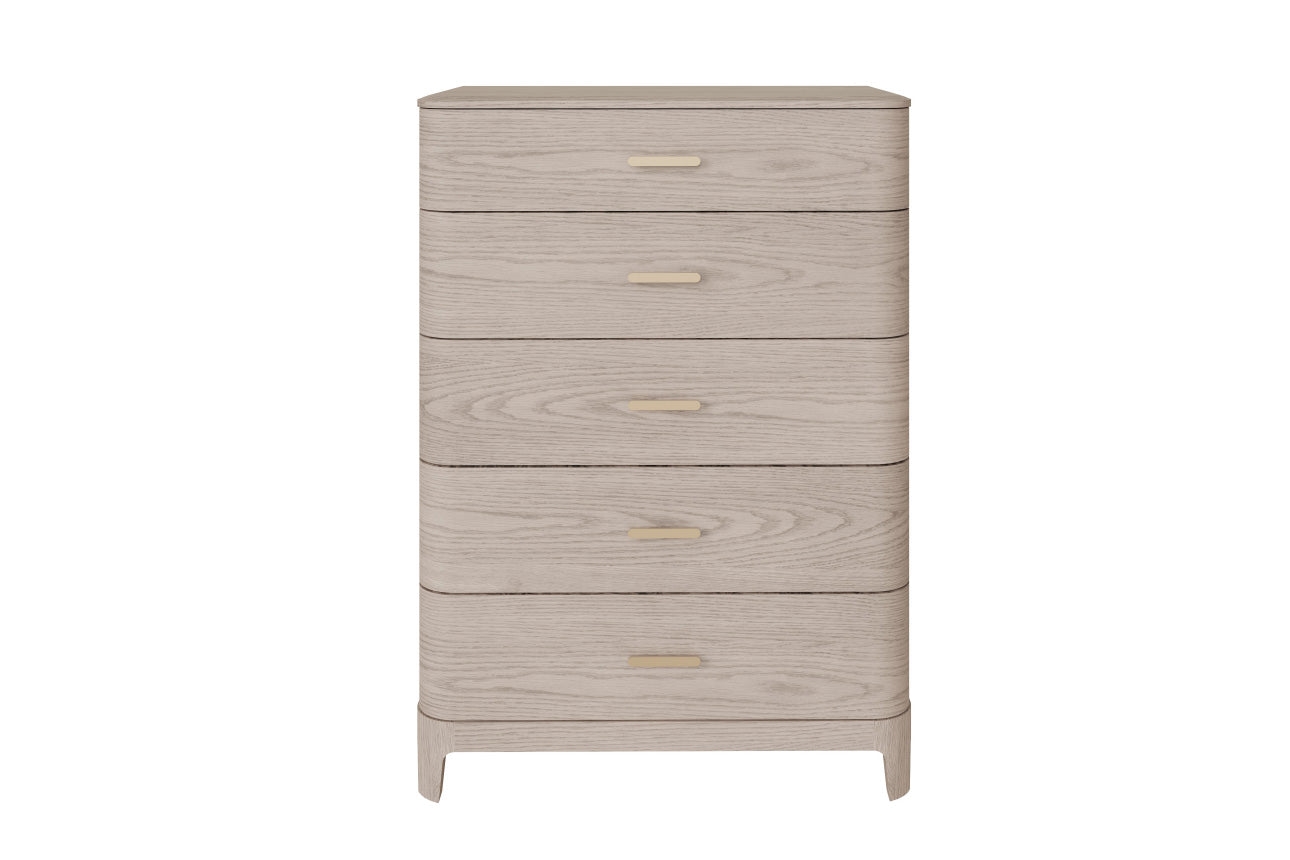 Zahra Tall Chest 5 Drawer - Parisian Cream