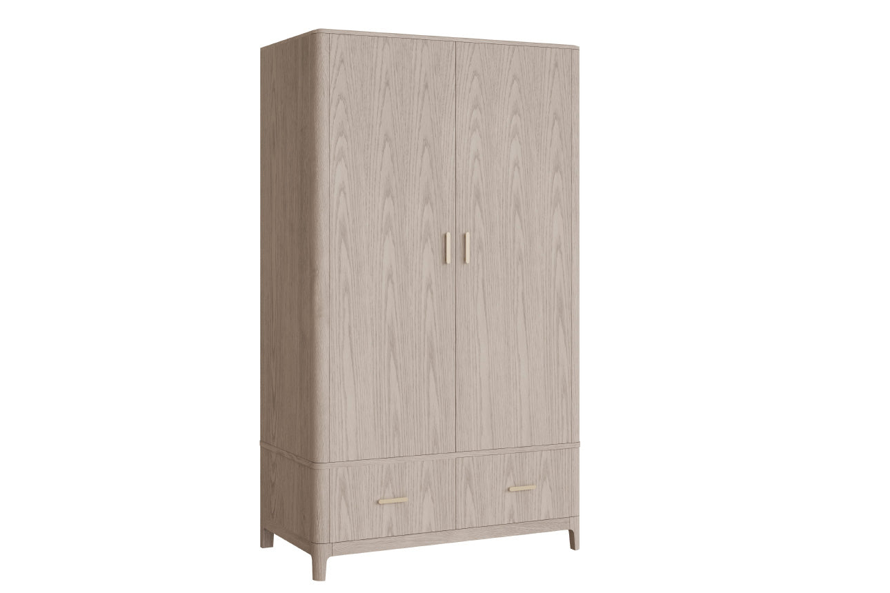 Zahra Wardrobe with 2 Doors & 2 Drawers in Parisian Cream