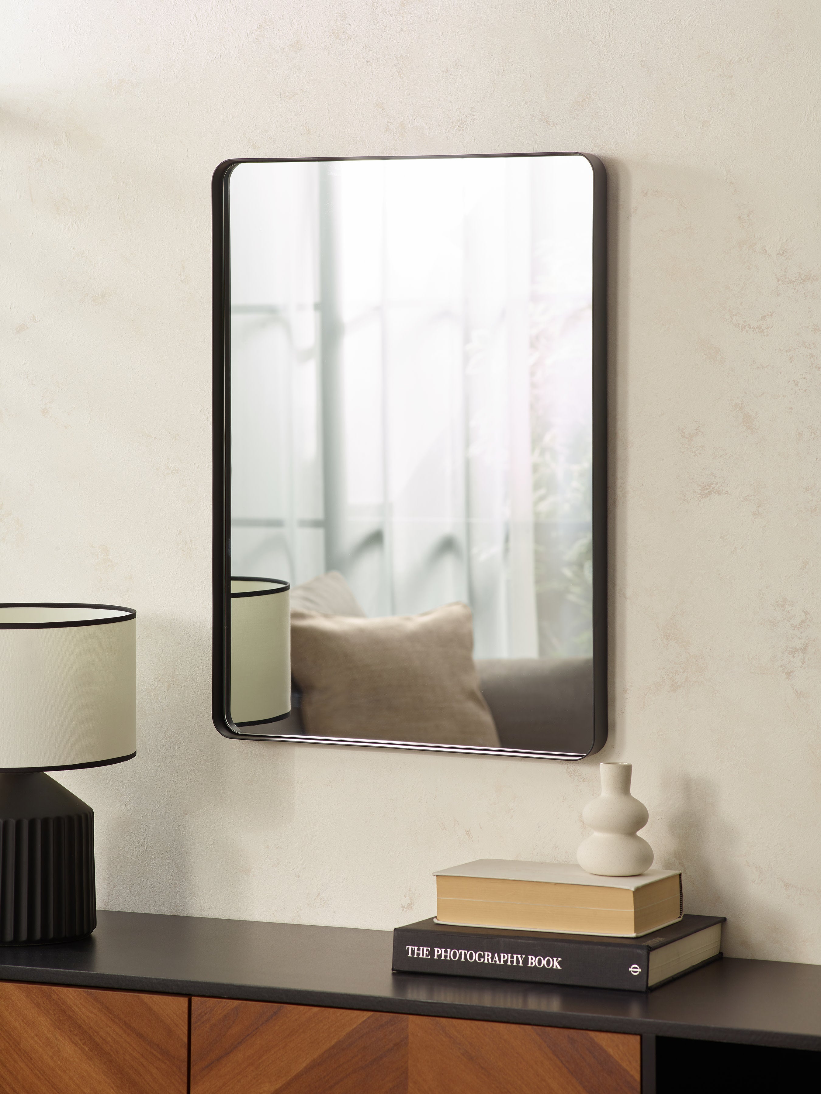 Jaya Black Frame Rectangular Wall Mirror