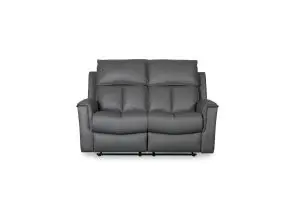 Bergamo Leather 2 Seater Recliner Sofa-Dark Grey