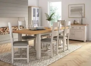 Amberly Ext Table(open) + 6 Amberly Dining Chairs