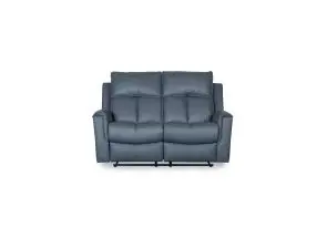 Bergamo Leather 2 Seater Recliner Sofa-Blue Grey