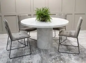Carra Marble Table With Mink Soren Chairs - 1