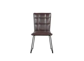 Brown Panel Back Faux Leather Dining Chair - front