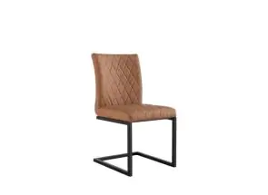 Diamond Stitch Tan Faux Leather Dining Chair 