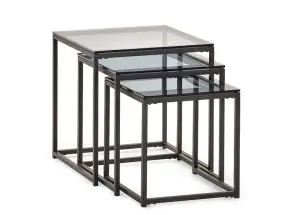 Chicago Smoked Glass Square Table Nest