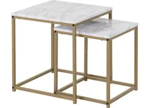 Dallas Nest of 2 Tables Marble/Gold Effect