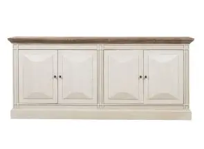 Devon 4 Door Sideboard - Rustic White /Oak Wash Top