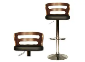 faux leather seat pedestal bar stool