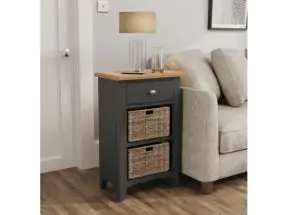 GA Grey Two Basket End Table/Unit - roomset