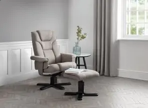 Malmo Grey Linen Recliner & Footstool Room