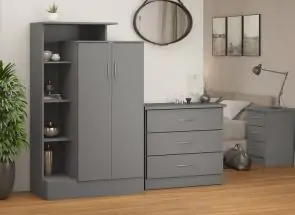 Nevada Full Grey Petite Open Shelf Wardrobe