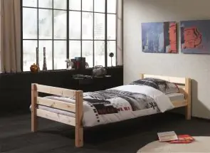 Pino Single Natural Wood Bed Room