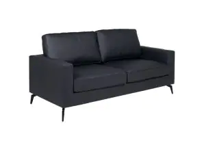 Ralph Black Faux Leather Large Two Seat Sofa