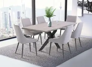 Rimini Extending Table W/Rimini Grey Chairs