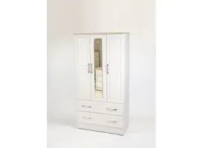 Shannon Grey & Oak Three Door Mirrored Wardrobe