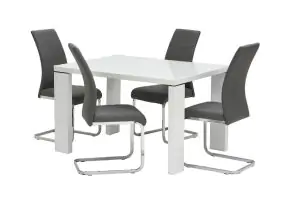 Soho White 1.2 m Fixed Table W/Soho Grey Chairs