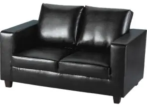 Tempo Two Seat PU Black Sofa