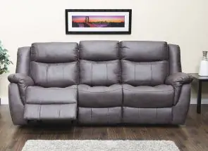 Walton Dark Grey Leatherette Three Seat Reclining Sofa