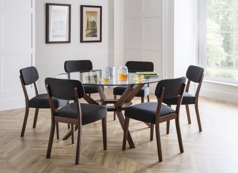 Chelsea Large Round Table Six, Round Glass Dining Table And Six Chairs