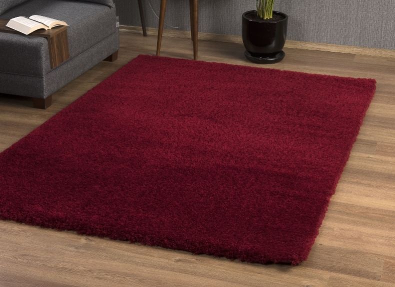 Red living room rug